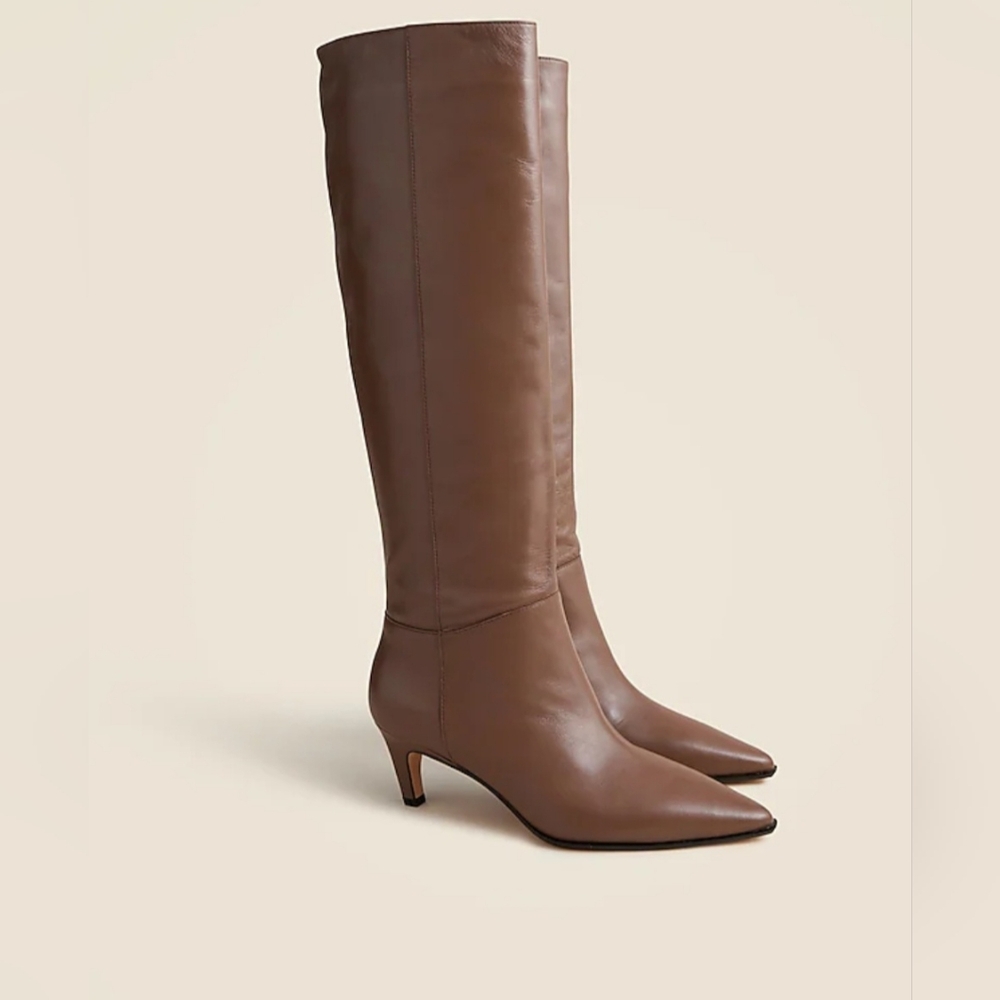 J.Crew New Stevie knee-high pull-on boots in leather. Never Worn.